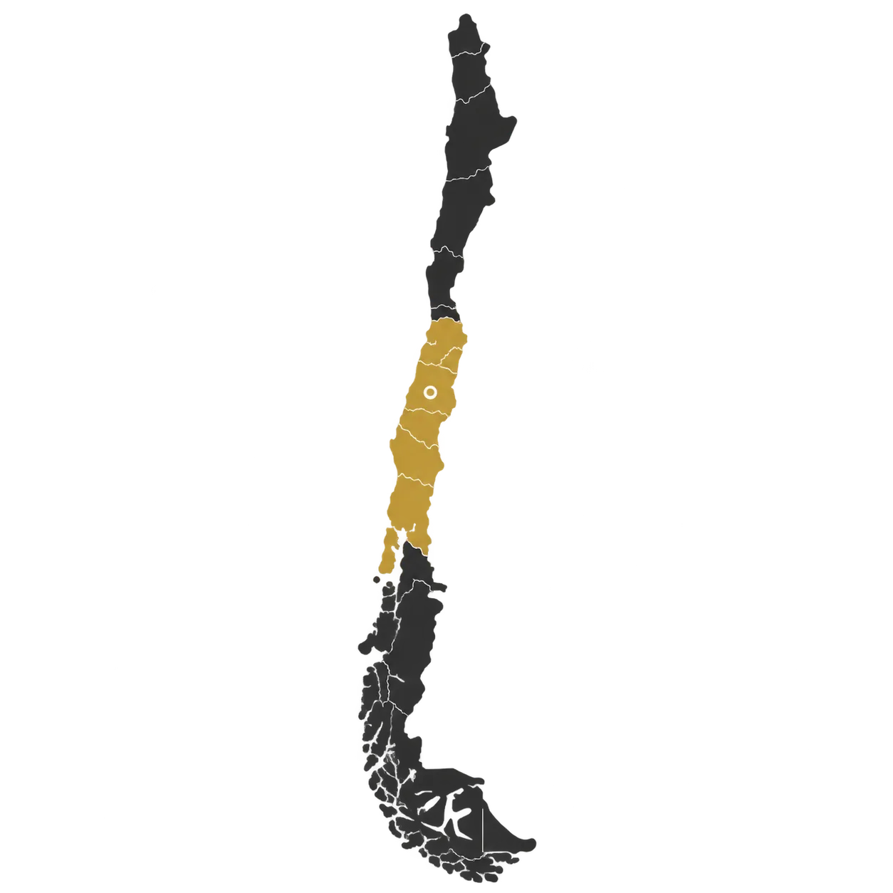 Mapa de Chile con cobertura de Serprotal desde la Región Metropolitana hasta Los Lagos y operación principal en Maule.