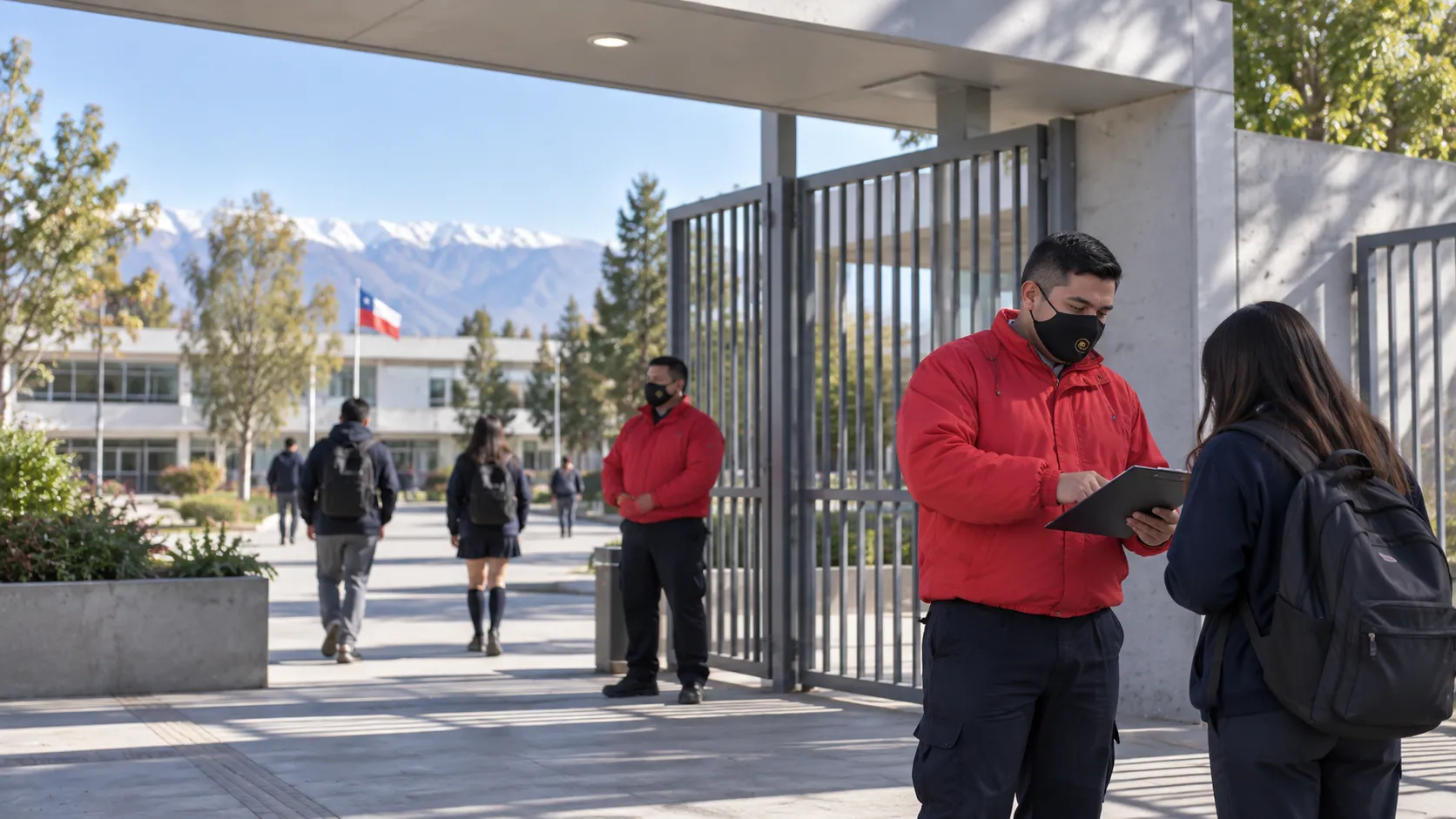 Servicio de seguridad de Serprotal en una instalación educacional.