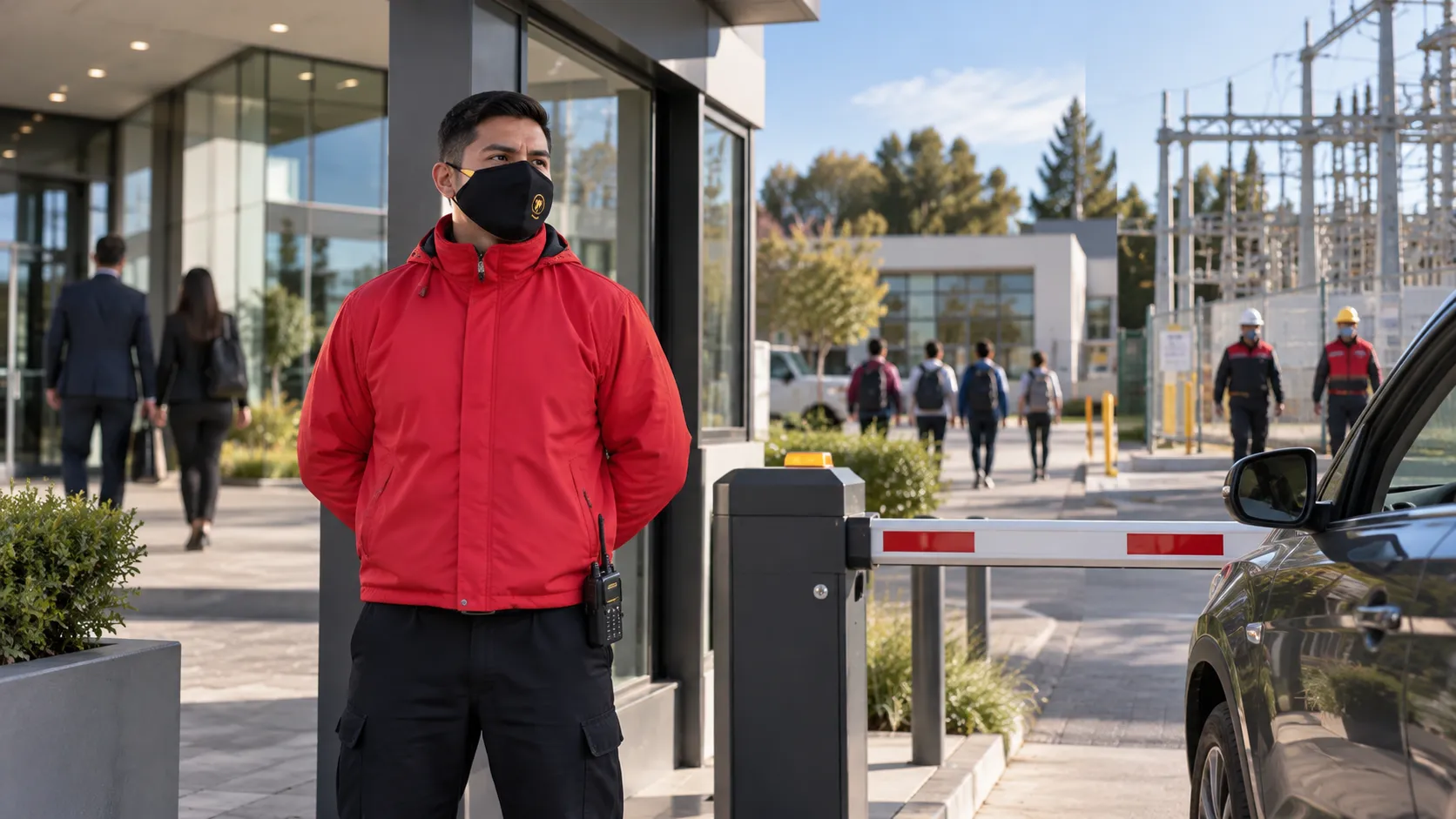 Personal de Serprotal prestando servicios de seguridad en un entorno operacional.
